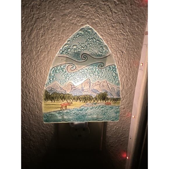 Artisan Made Glass Night Light Mountain River Ecuador - Picture 6 of 6